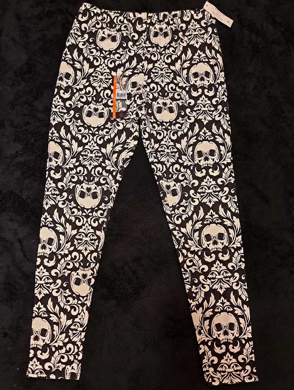 Black and White Skull Print Juniors Leggings Sz M